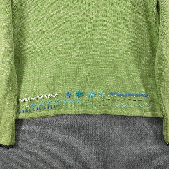 Icelandic Design Women's Silk Blend Cardigan Green Large Long Sleeve Crochet - Picture 8 of 15